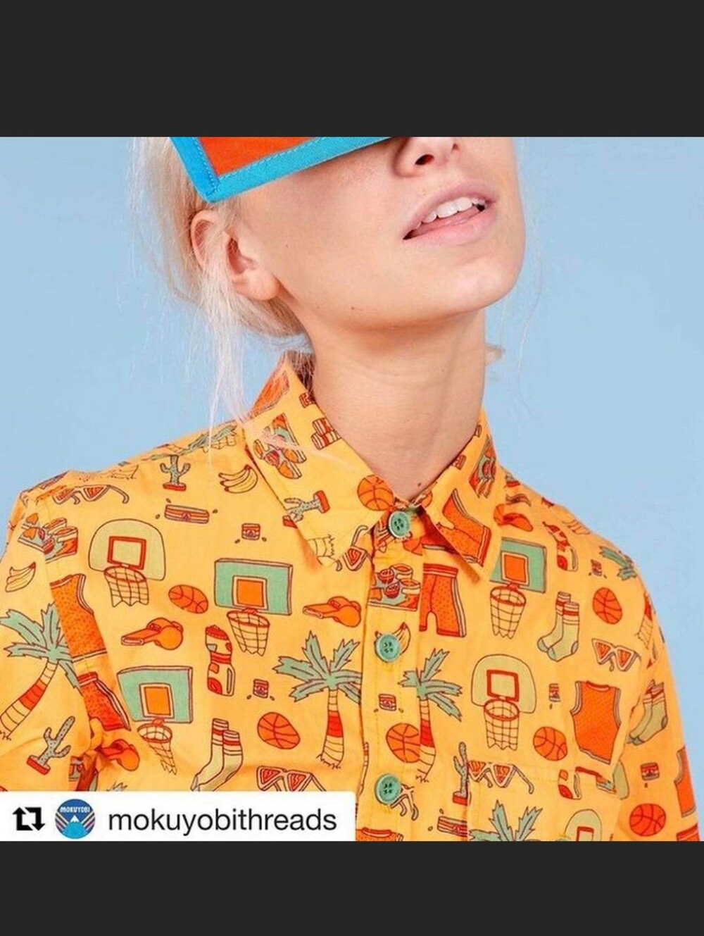 Mokuyobi Orange Printed Button-Up Shirt Love For Basketball Summer